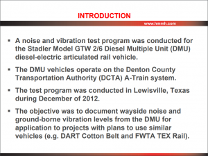 noise and vibration measurements, lewisville tx, HMMH, presentation, TRB ADC40
