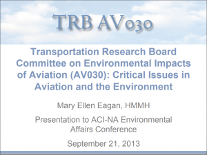 TRB, AV030, committee on environmental impacts of aviation, critical issues aviaiton, critical issues environment, HMMH, presentation