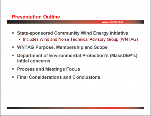 WNTAG, massachusetts, wind energy, presentation, HMMH, community wind energy initiative, wind noise, turbine noise